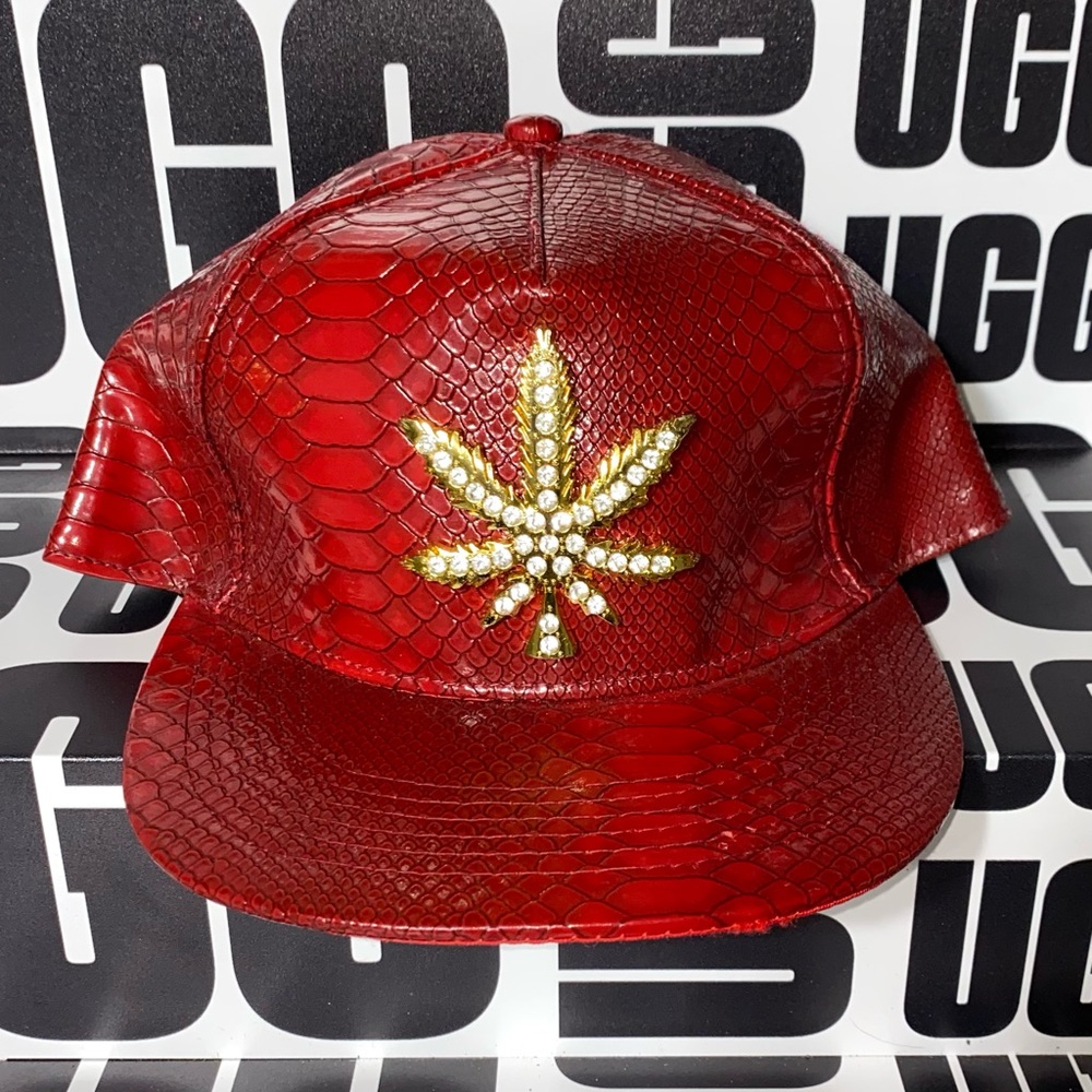 Marijuanna Shiny Red Unisex SnapBack Cap Lucky 7 USA